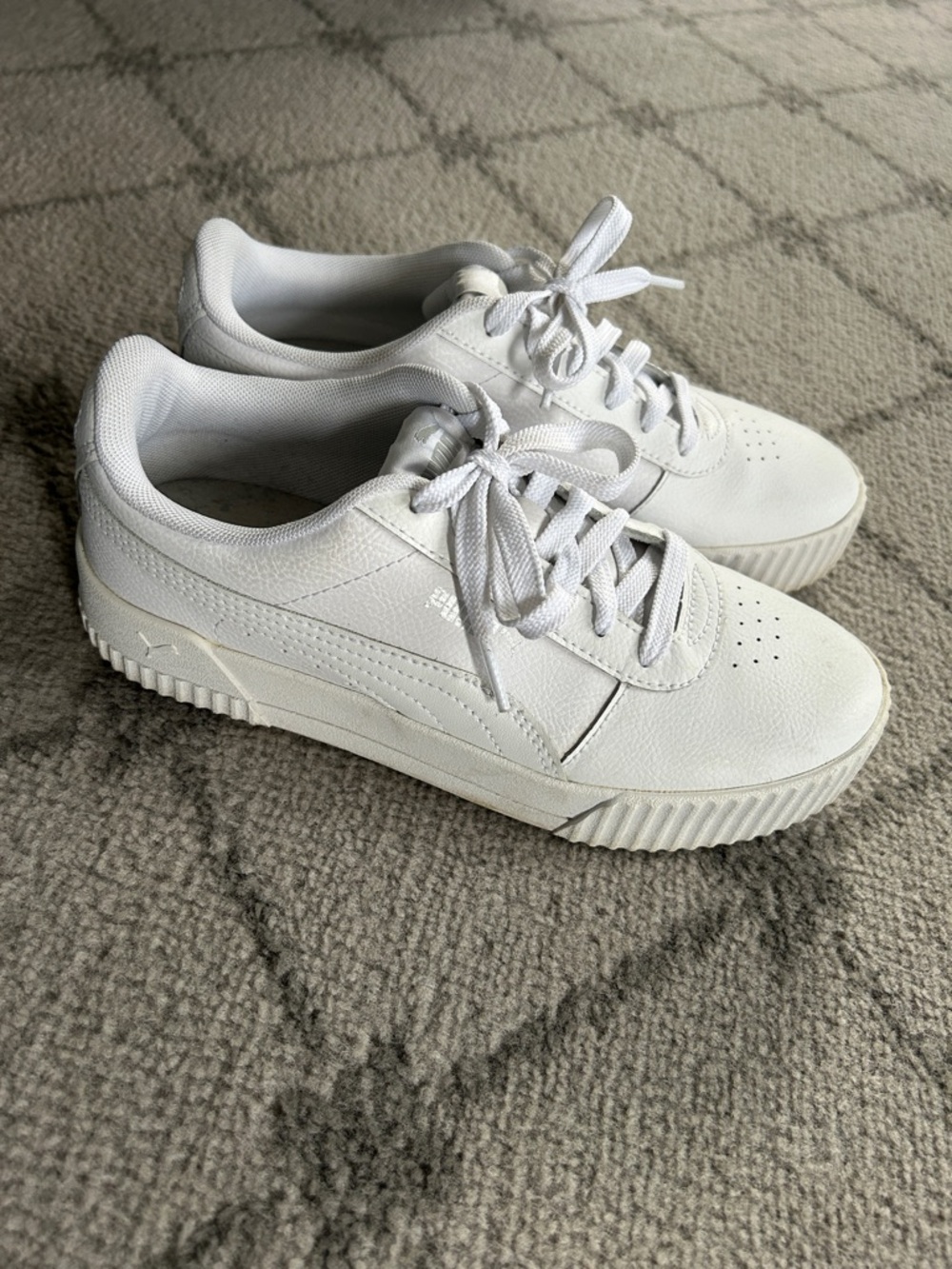 Puma Women's All-White Low-Top Leather Sneakers